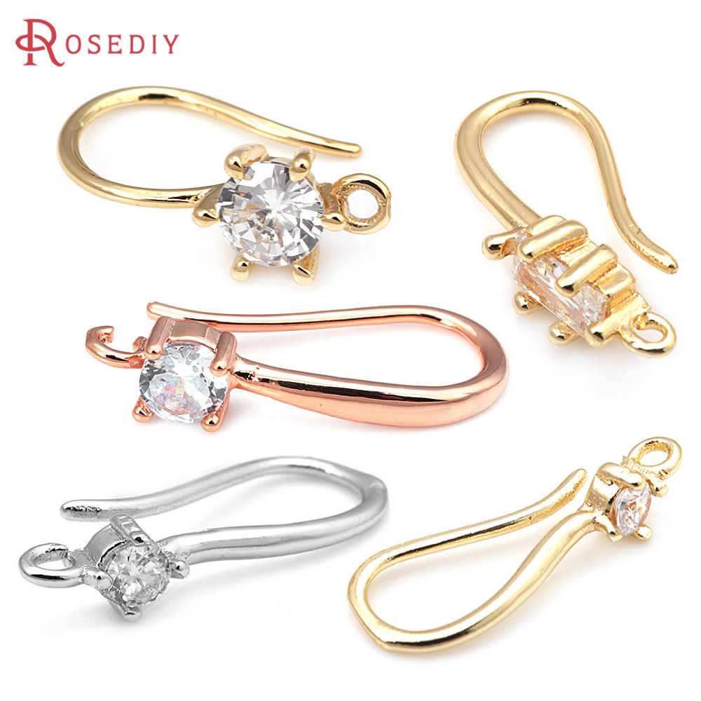 Hoop Earrings - 18K Gold Color Brass with Zircon