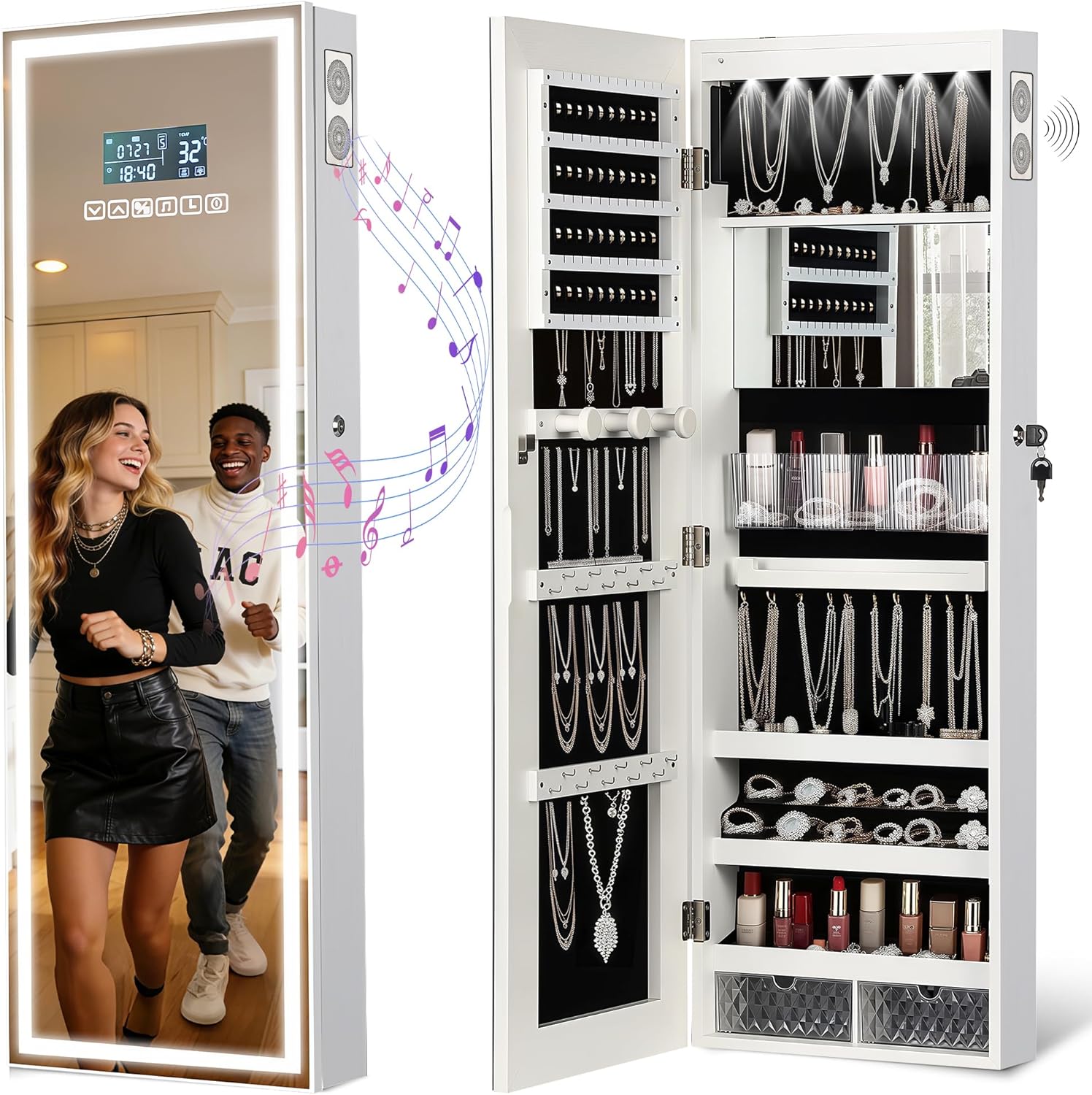 Jewelry & Watches Store - LED Mirror Jewelry Cabinet with Bluetooth