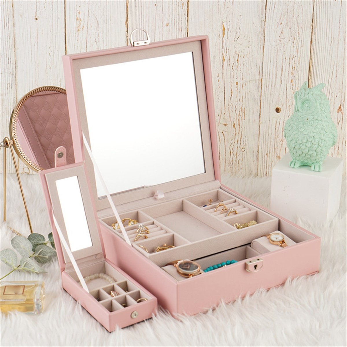 Jewelry & Watches Store - ABQR Girly Pink Jewelry Box Jewelry