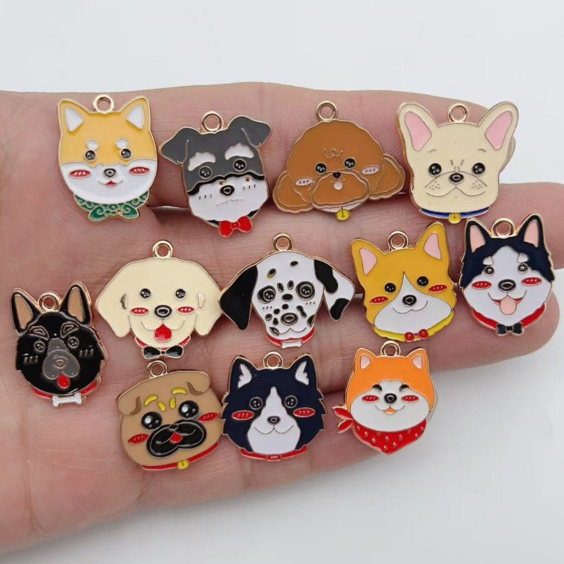 Jewelry & Watches Ltd - 12pcs cartoon pet spotted dog alloy