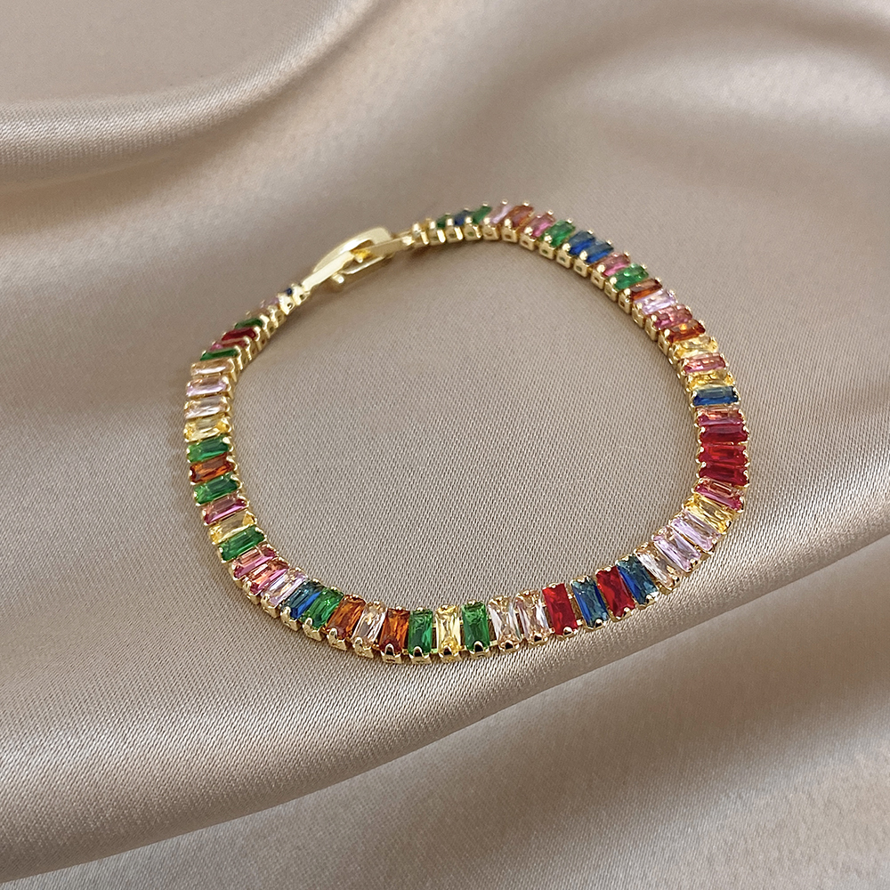 Unique Jewelry Watches - Greatera Trendy Rainbow Colorful Rhinestone Row
