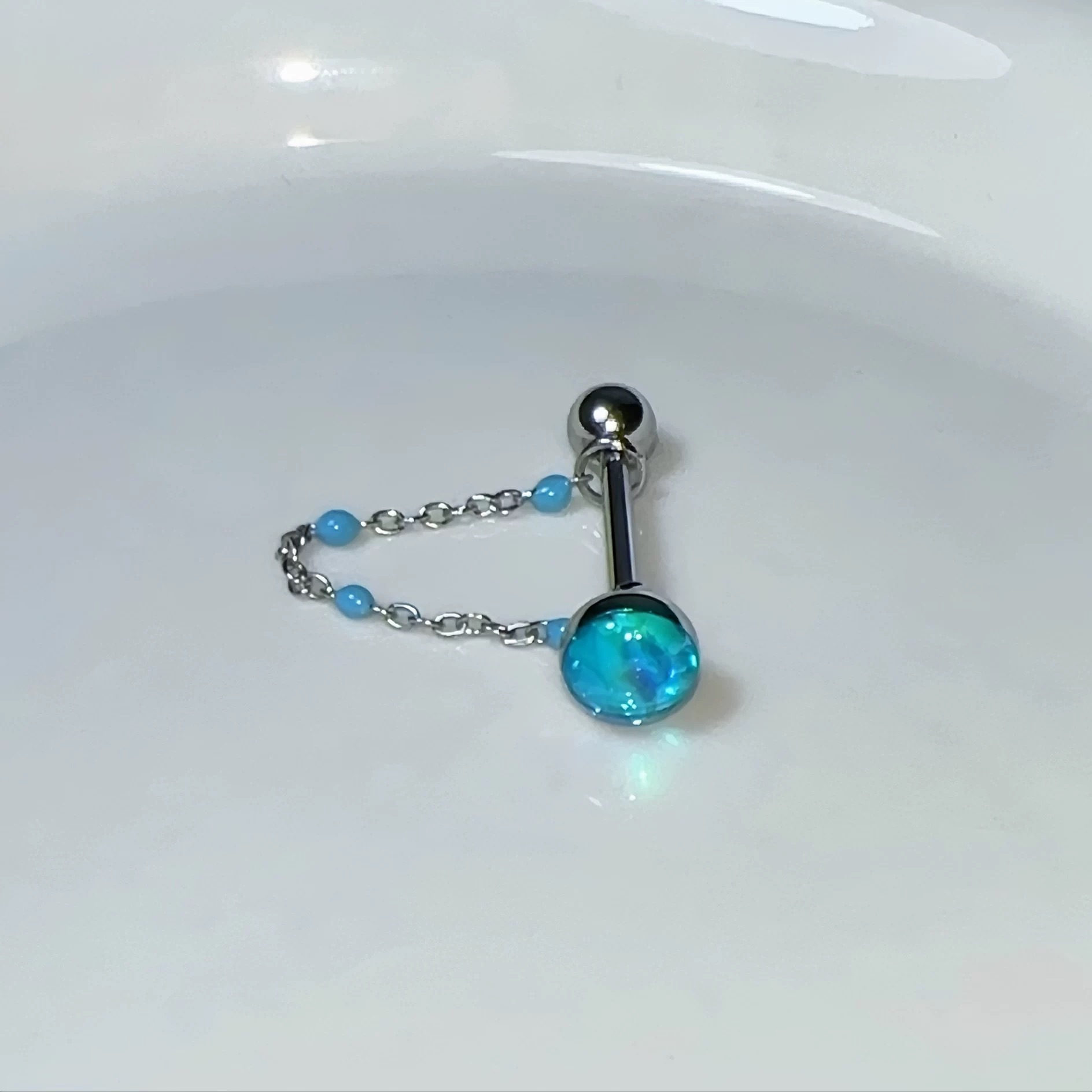 1Pc High-Quality Trendy Blue G - Titanium Steel Ring avaliação e preço