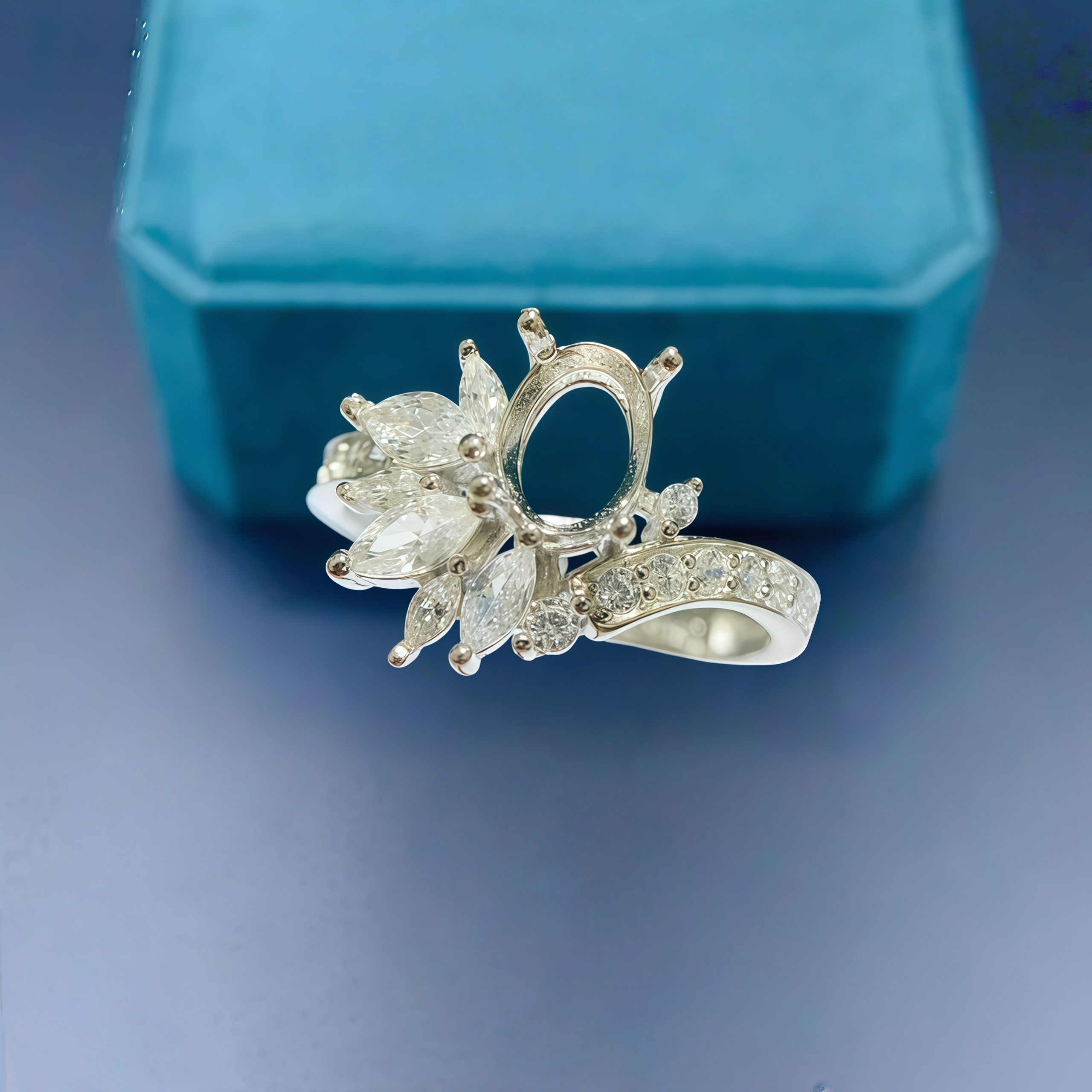 Setting 5*7mm Oval Stone Fashi - Sterling Silver Ring avaliação e preço