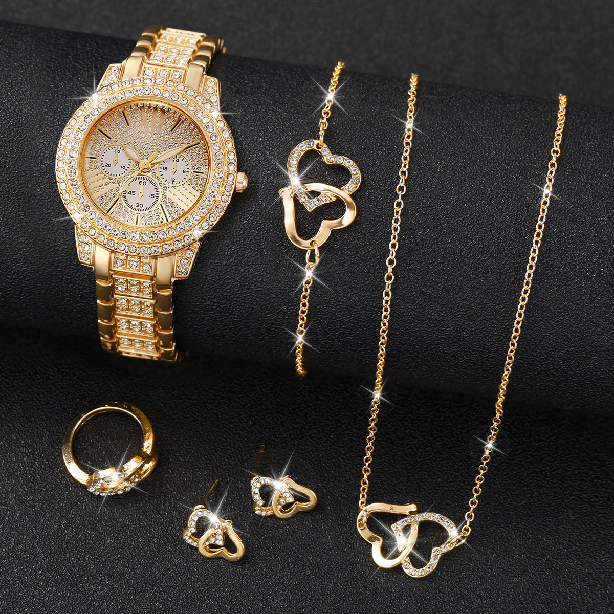 6PCS Luxury Rhinestone Women W - Jewelry Watches For Ladies avaliação e preço