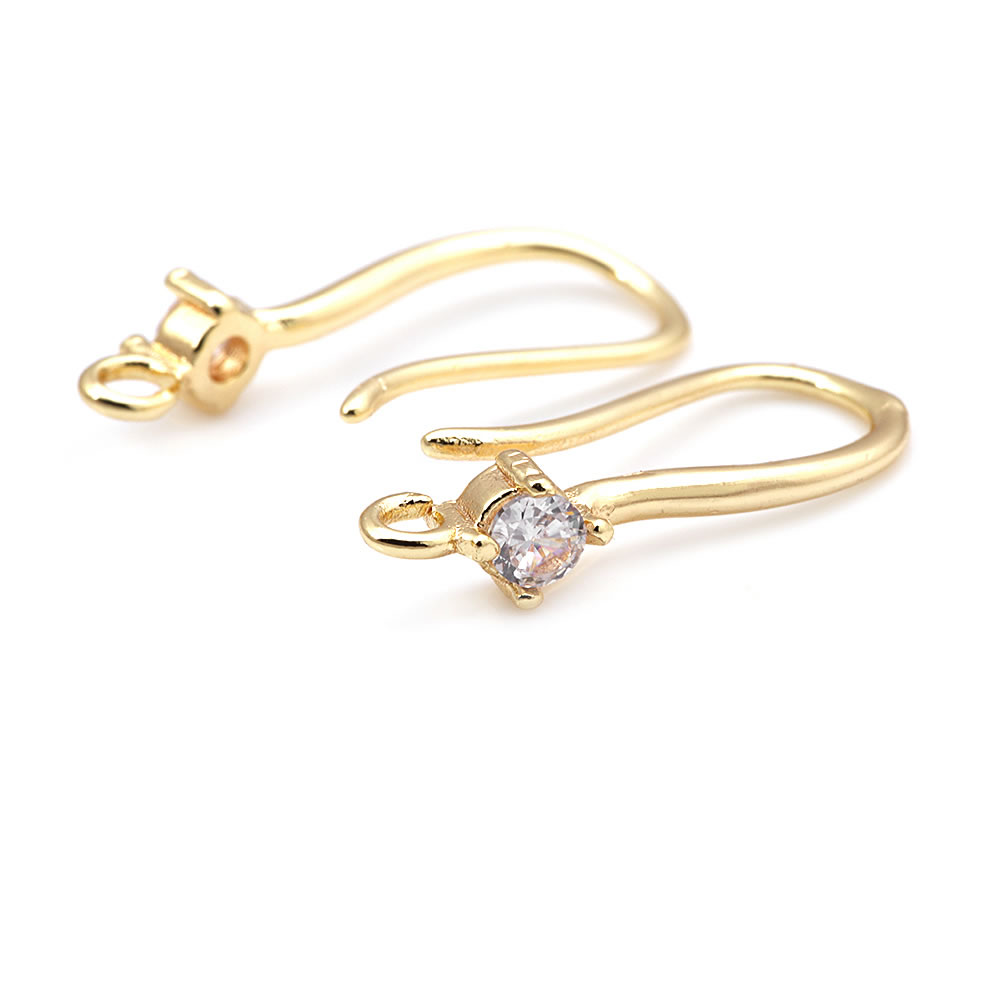 18K Gold Color Brass with Zirc - Hoop Earrings avaliação e preço