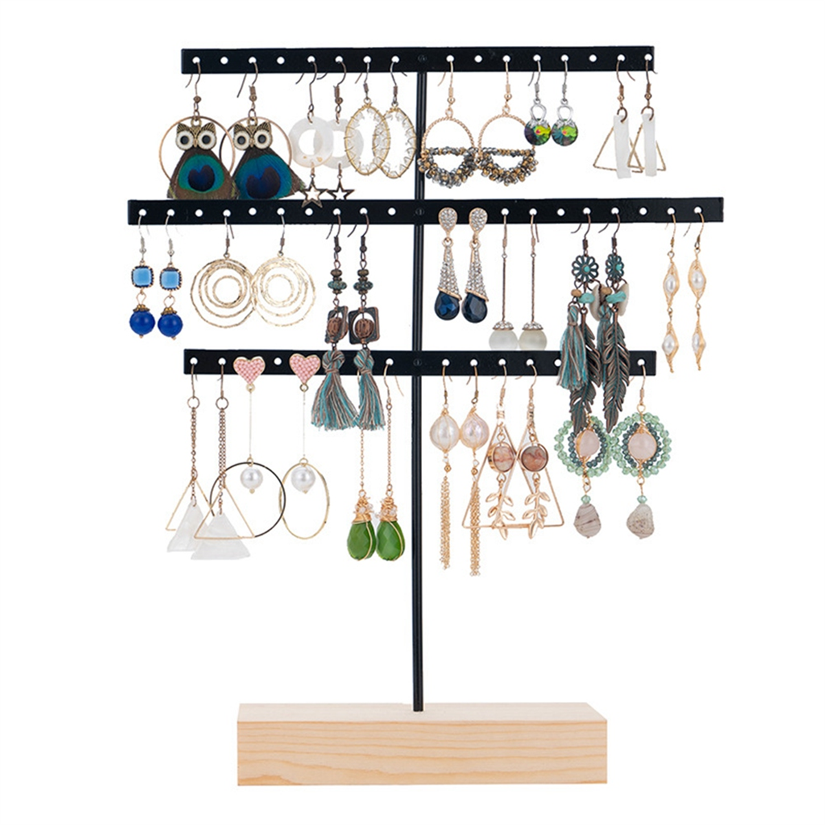 ABQR Black 3-Layer Simple Earr - Jewelry & Watches Ltd avaliação e preço