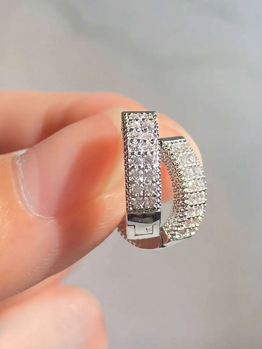 Cubic Zirconia Studded Hoop Ea - Hoop Earrings avaliação e preço
