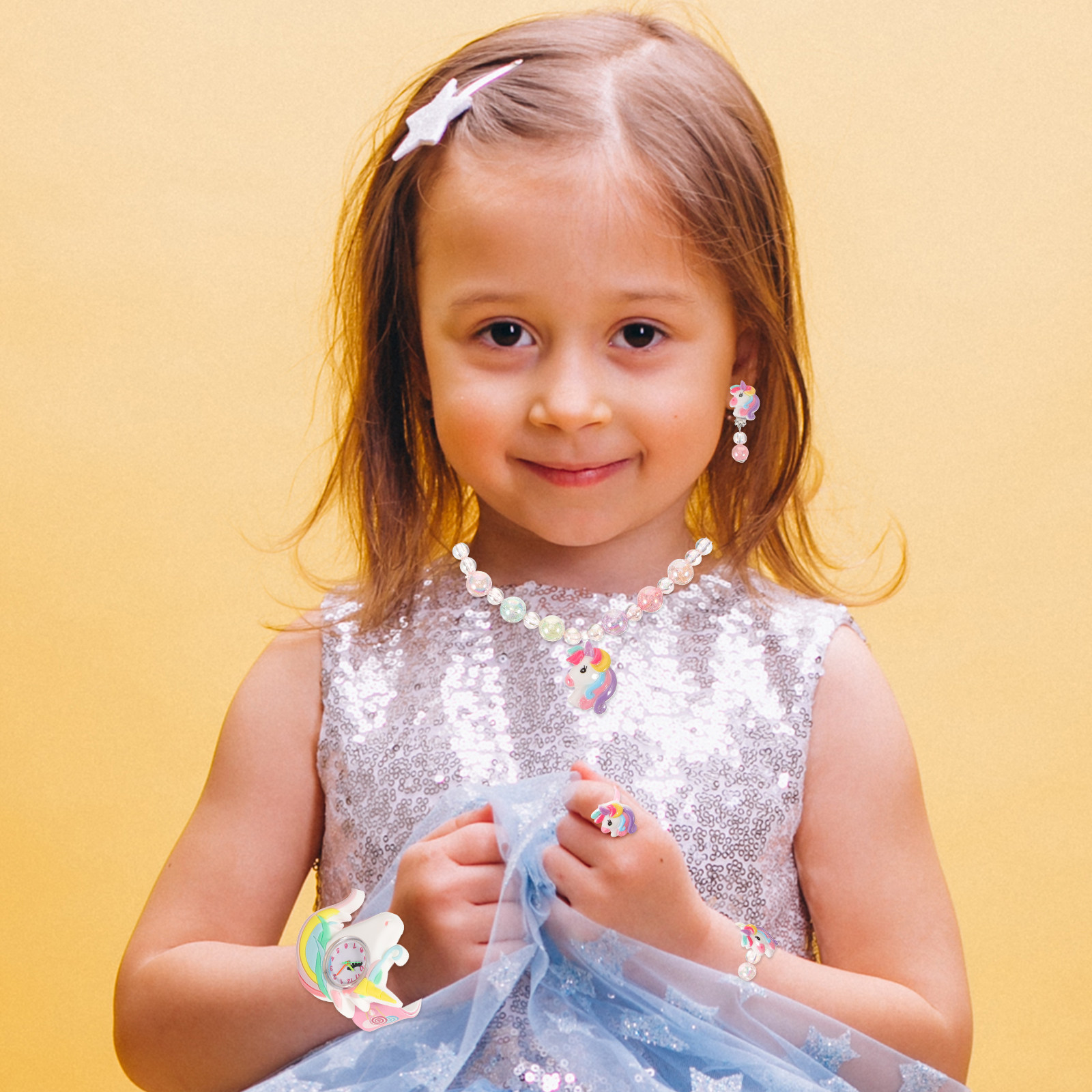1Set Unicorn Jewelry Set Girls - Unique Jewelry Watches avaliação e preço