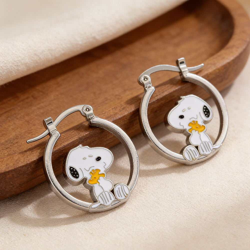 Cute Snoopy Huggie Hoop Earrin - Hoop Earrings avaliação e preço