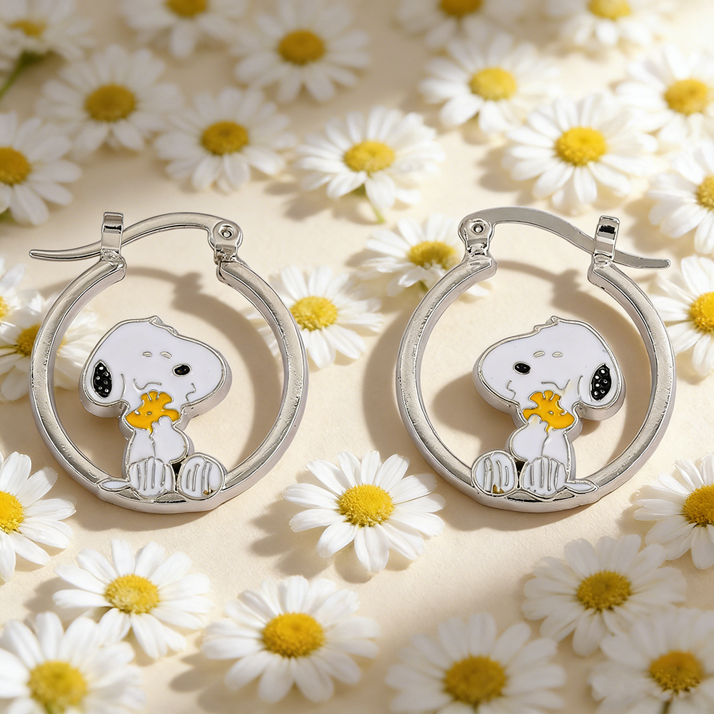 Cute Snoopy Huggie Hoop Earrin - Hoop Earrings avaliação e preço