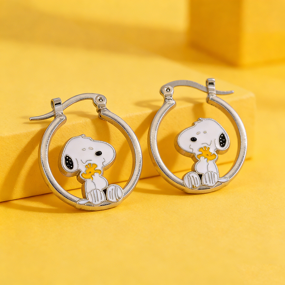 Cute Snoopy Huggie Hoop Earrin - Hoop Earrings avaliação e preço