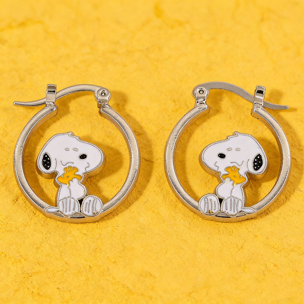 Cute Snoopy Huggie Hoop Earrin - Hoop Earrings avaliação e preço