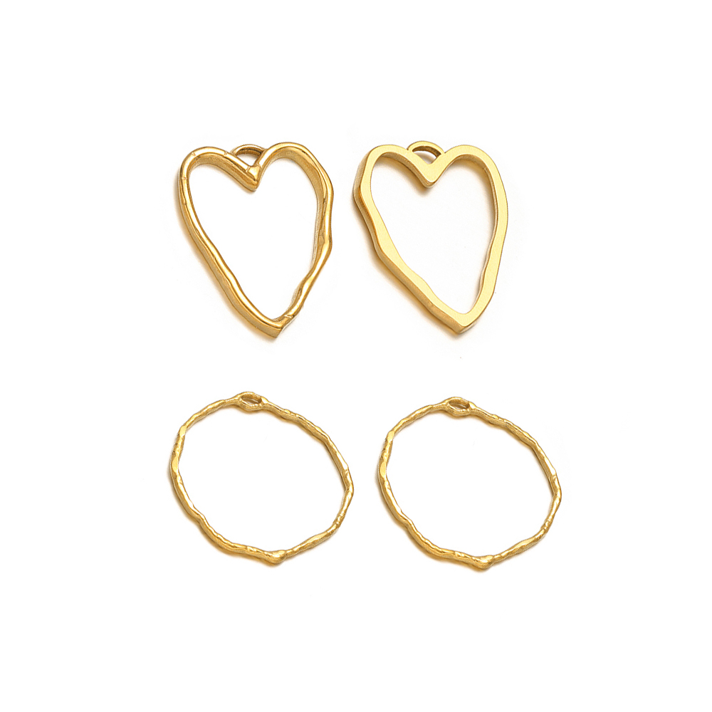 5pcs Heart Round Charms Stainl - Hoop Earrings avaliação e preço