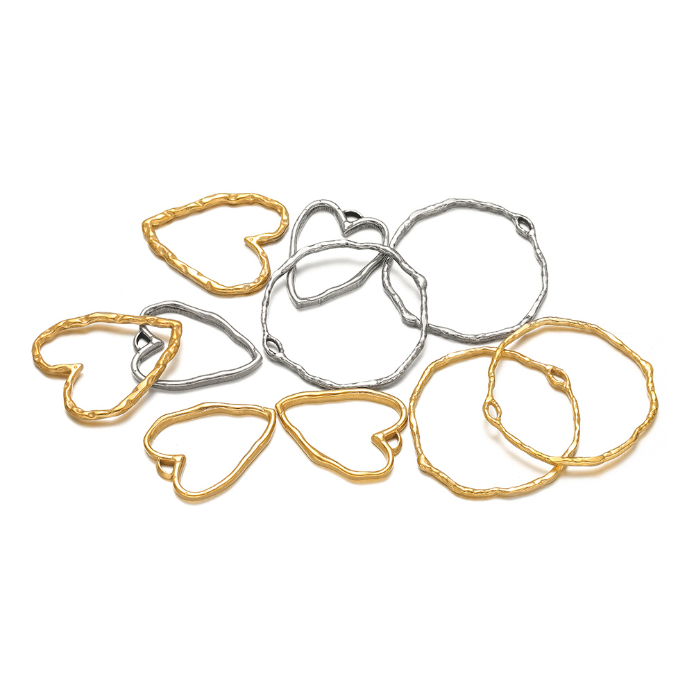 5pcs Heart Round Charms Stainl - Hoop Earrings avaliação e preço