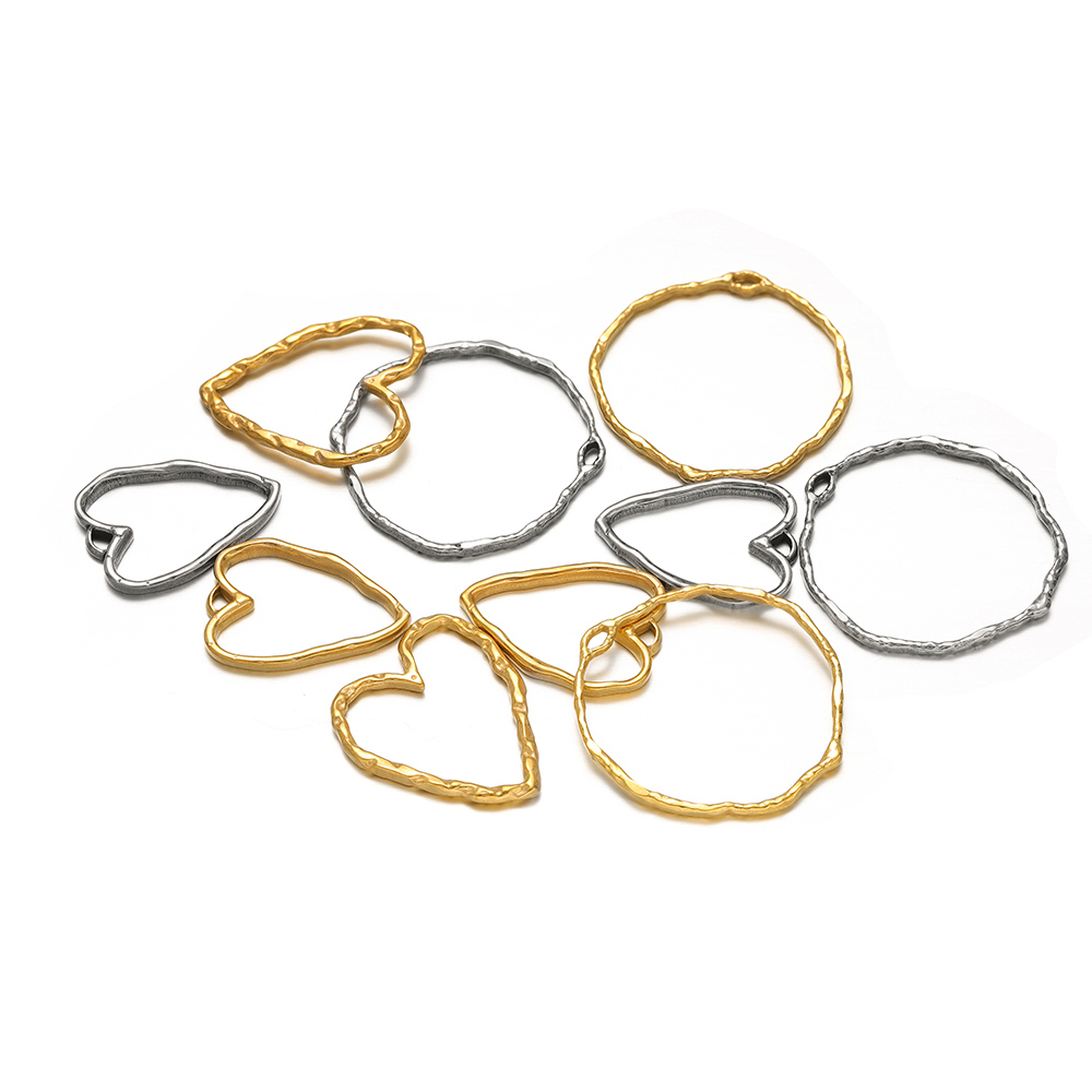 5pcs Heart Round Charms Stainl - Hoop Earrings avaliação e preço