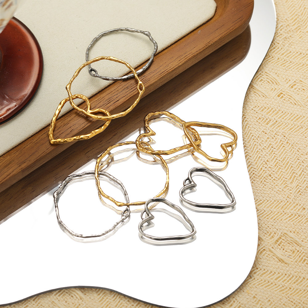 5pcs Heart Round Charms Stainl - Hoop Earrings avaliação e preço
