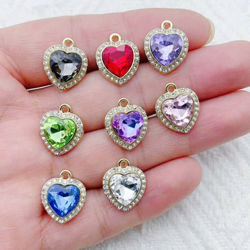 10pcs heart-shaped inlaid colo - Jewelry & Watches Ltd avaliação e preço