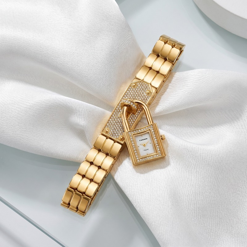 Gold Lock-Shaped Women's Watch - Jewelry Watches For Ladies avaliação e preço