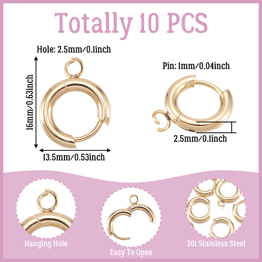 10pcs 201 Stainless Steel Hugg - Hoop Earrings avaliação e preço