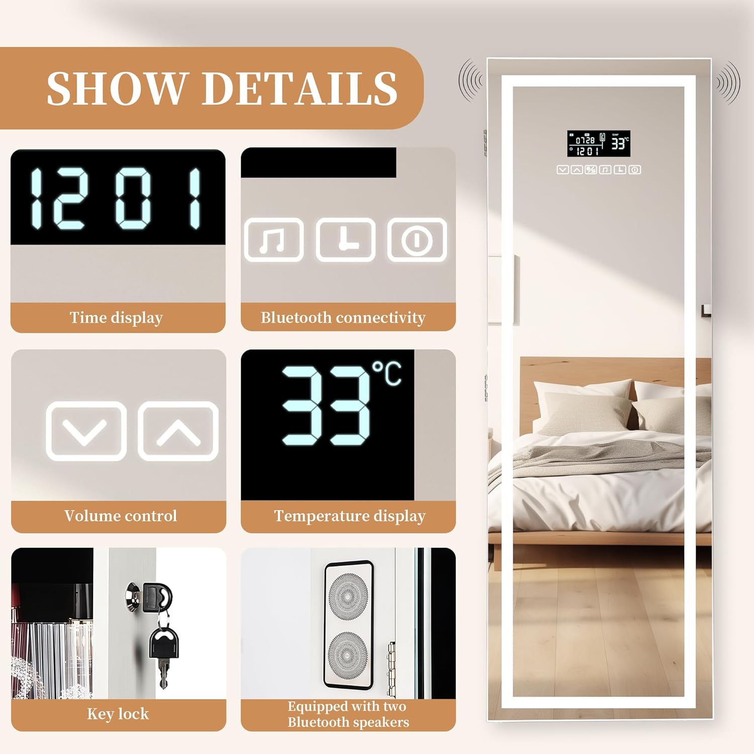 LED Mirror Jewelry Cabinet wit - Jewelry & Watches Store avaliação e preço