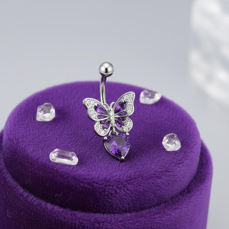 1Pcs Purple Zircon Dangle Bell - Titanium Steel Ring avaliação e preço