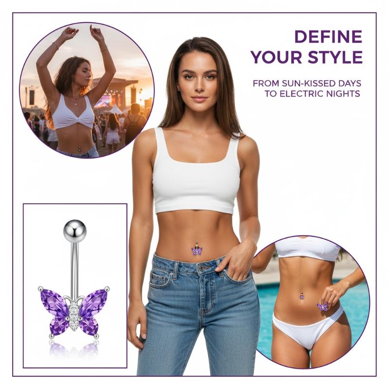 1Pcs Purple Zircon Dangle Bell - Titanium Steel Ring avaliação e preço