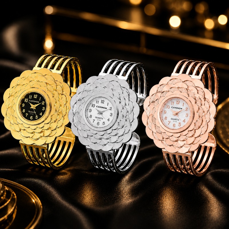 Elegant Women's Flower Quartz  - Unique Jewelry Watches avaliação e preço