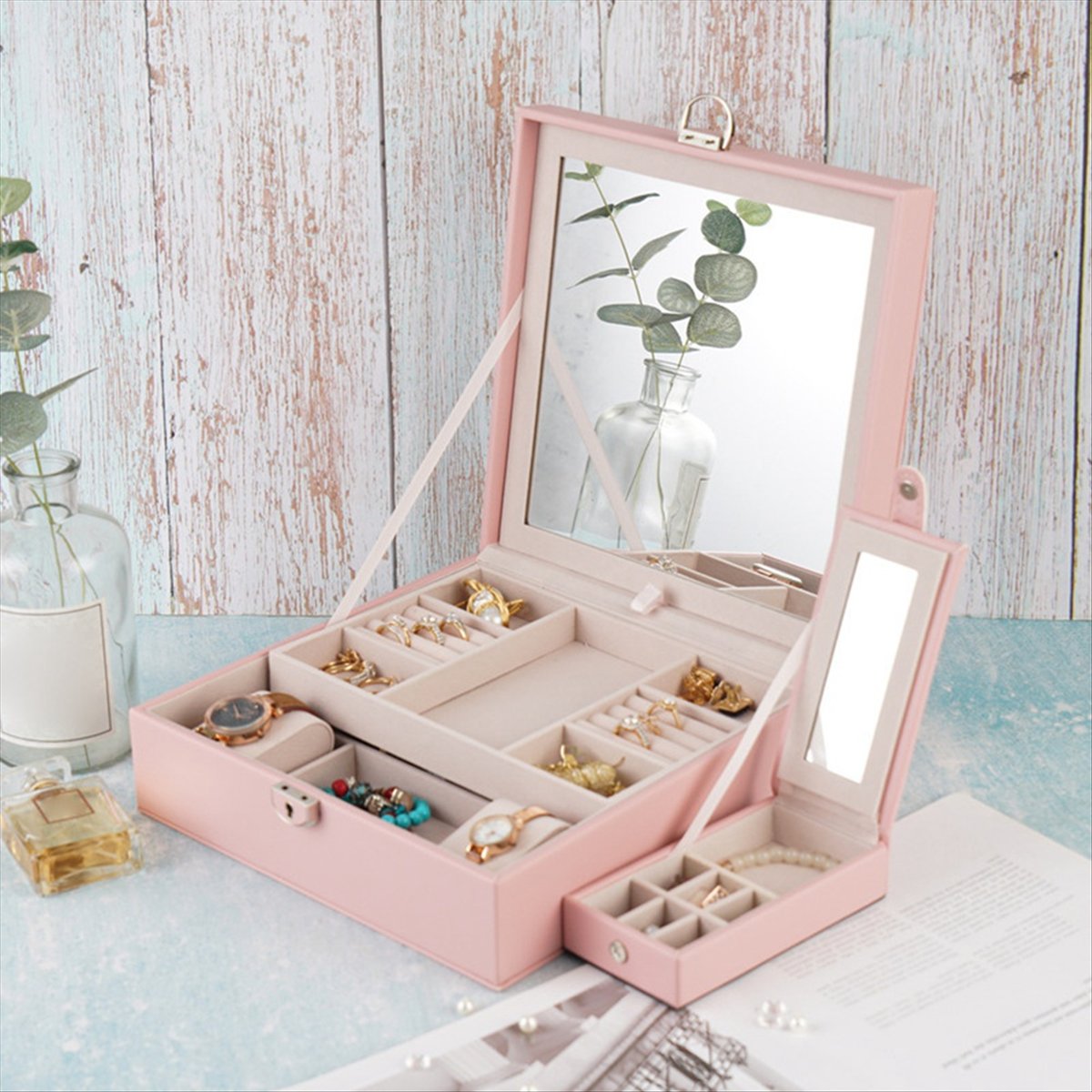 ABQR Girly Pink Jewelry Box Je - Jewelry & Watches Store avaliação e preço