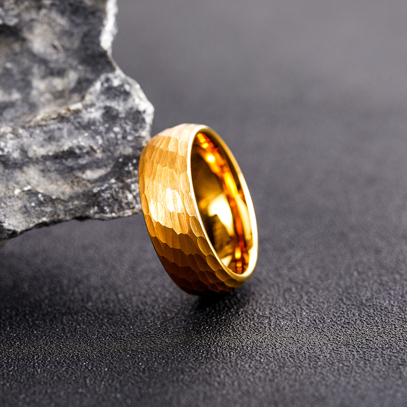 Hammered Multi-faceted Titaniu - Titanium Steel Ring avaliação e preço