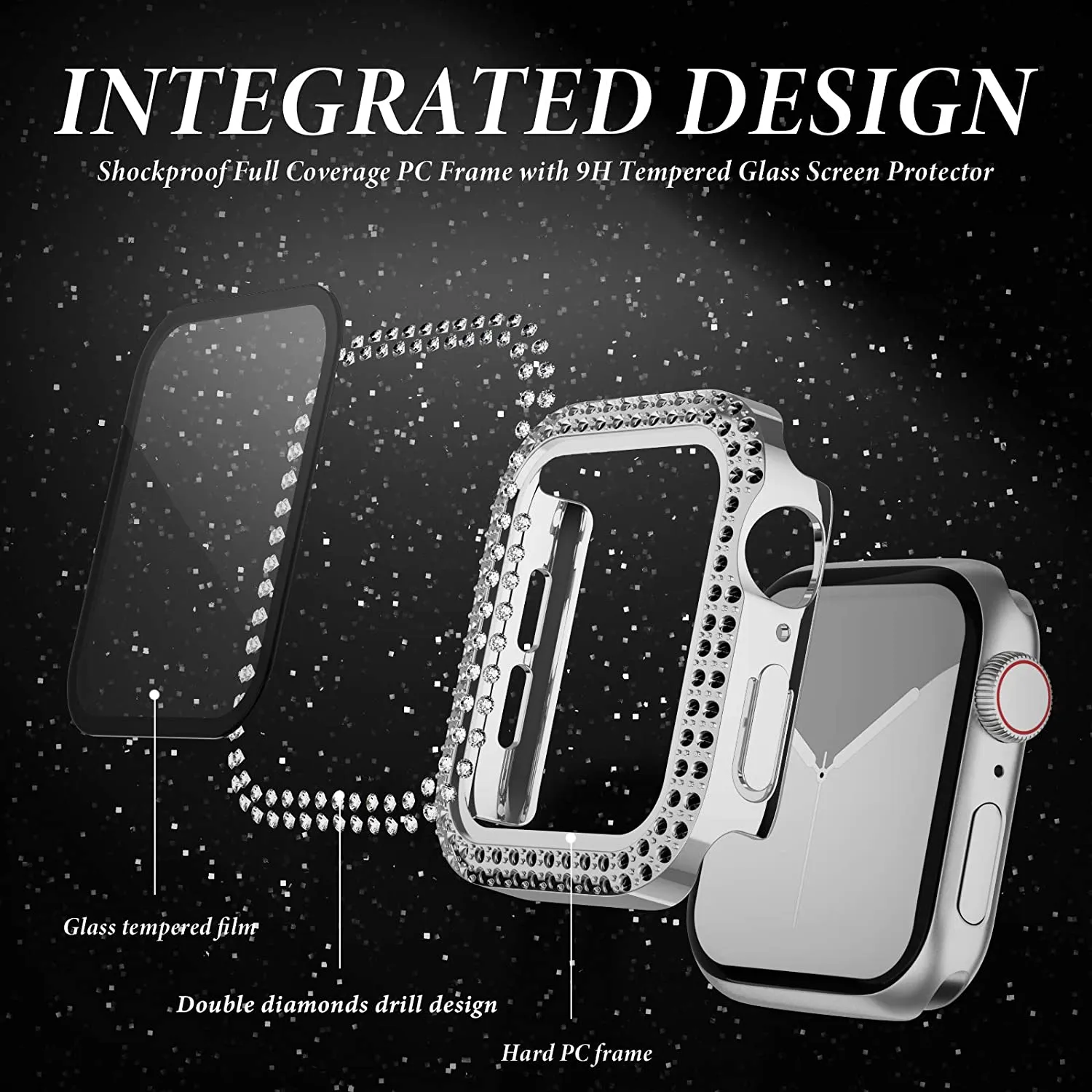 Glass+Diamond Cover For Apple  - Jewelry Smart Watches avaliação e preço