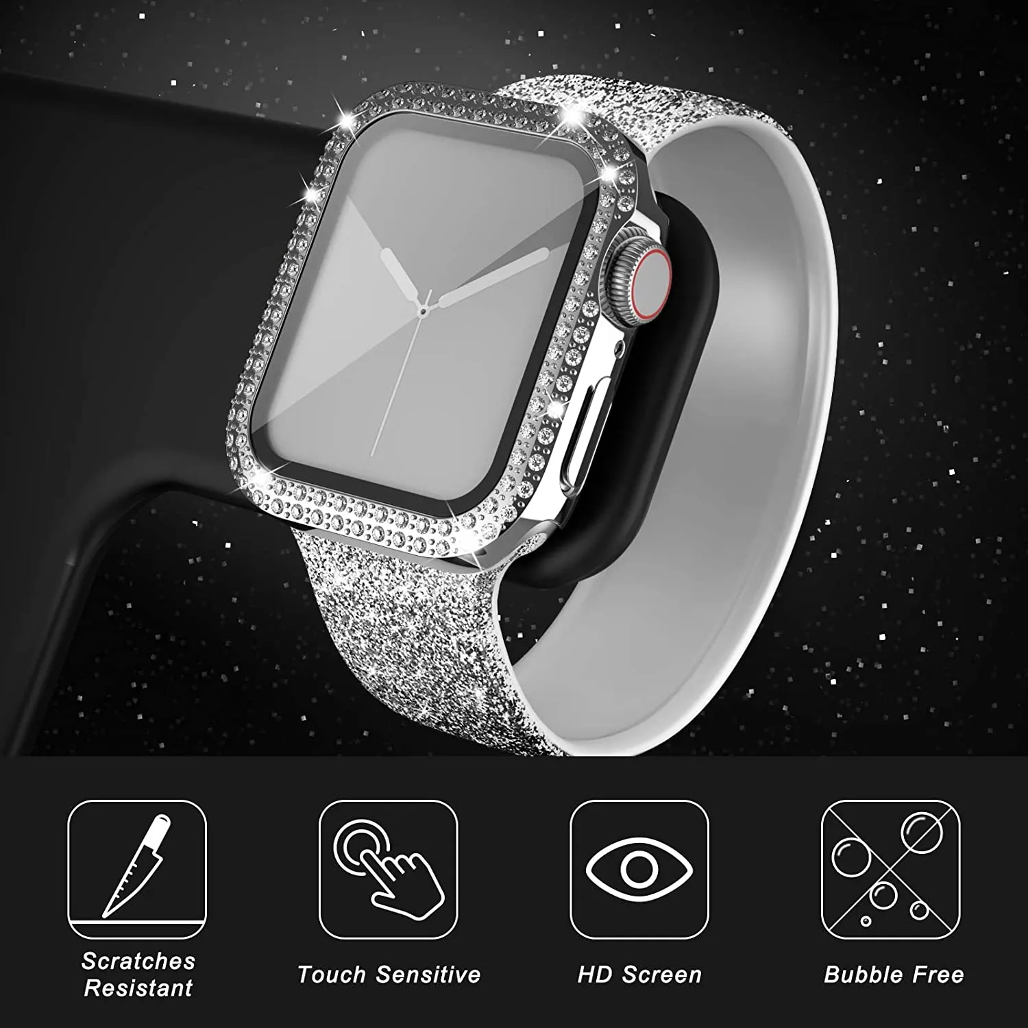 Glass+Diamond Cover For Apple  - Jewelry Smart Watches avaliação e preço