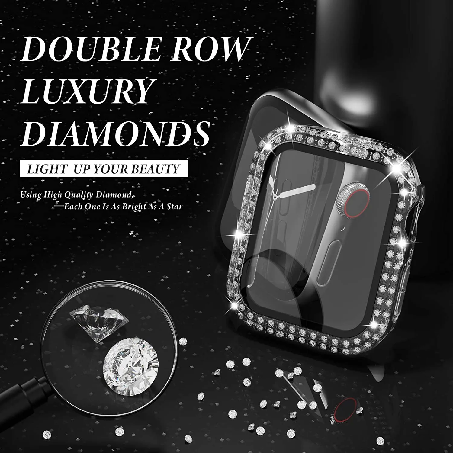 Glass+Diamond Cover For Apple  - Jewelry Smart Watches avaliação e preço