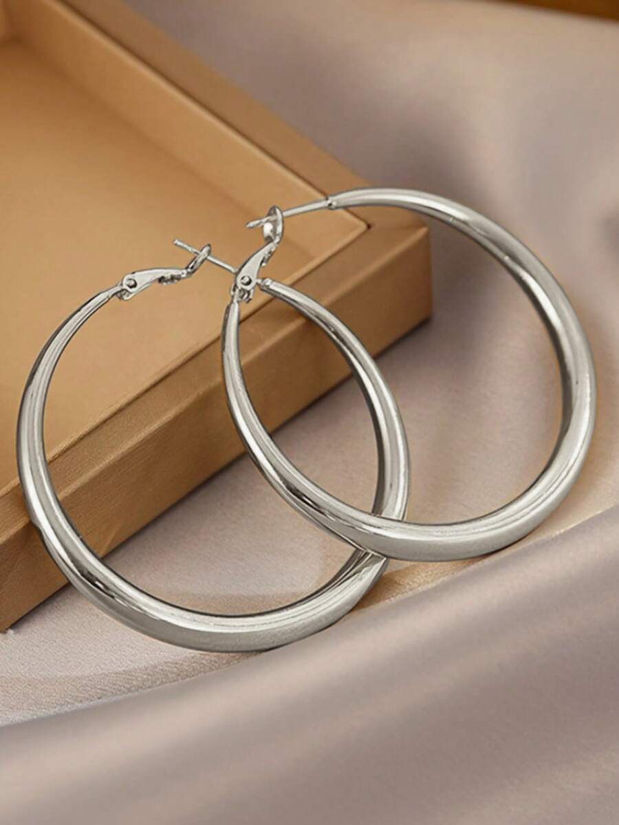 Shiny Gold Tone Y2K Minimalist - Hoop Earrings avaliação e preço
