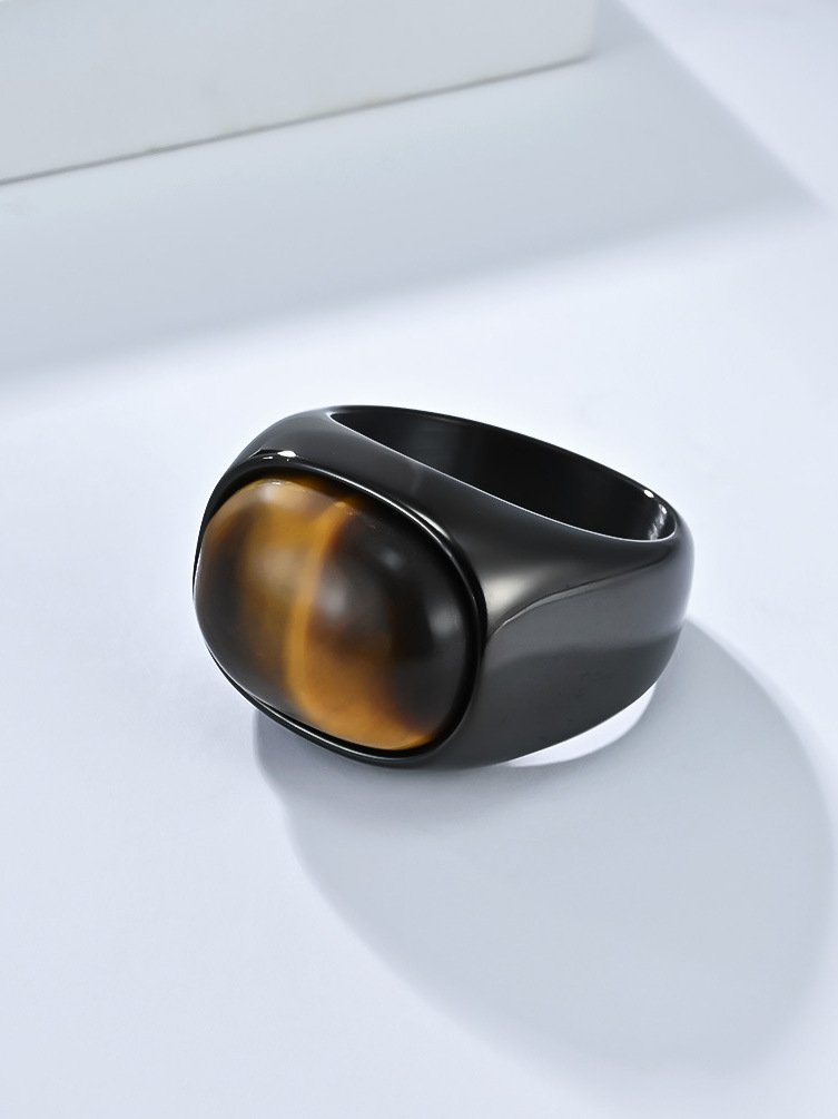  Retro Large Size 3 Gemstone T - Titanium Steel Ring avaliação e preço