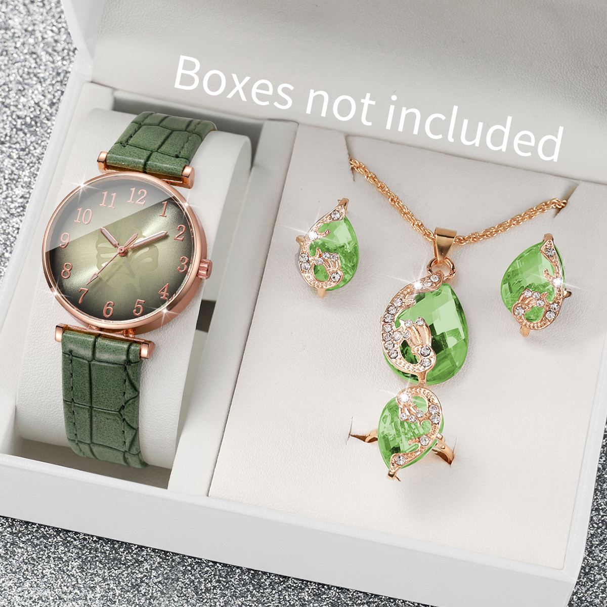 5PCS Fashion Leaf  Dial Women  - Jewelry Watches For Ladies avaliação e preço