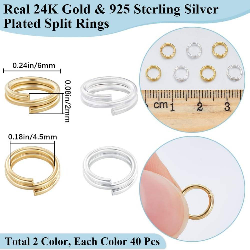 1 Box 80Pcs Split Jump Ring 24 - Sterling Silver Ring avaliação e preço