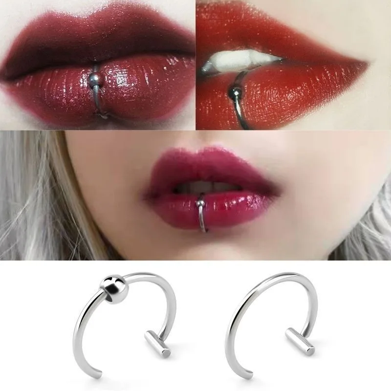 Titanium Steel C-Shaped Lip Ri - Titanium Steel Ring avaliação e preço