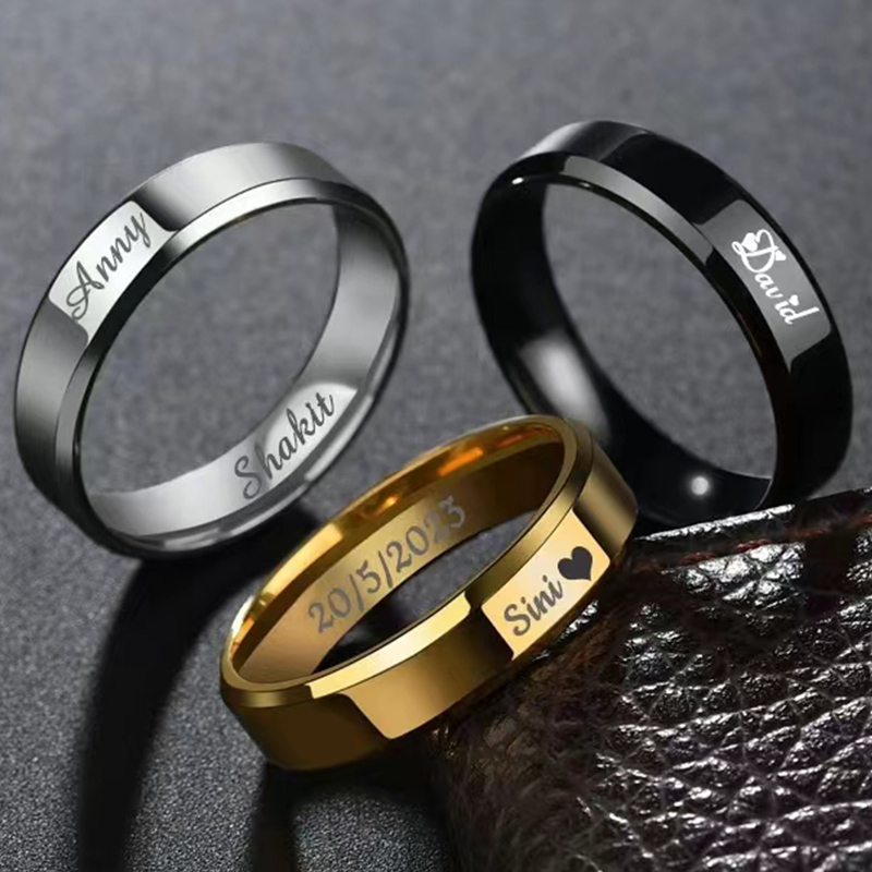 Customized Rings Engraved With - Titanium Steel Ring avaliação e preço