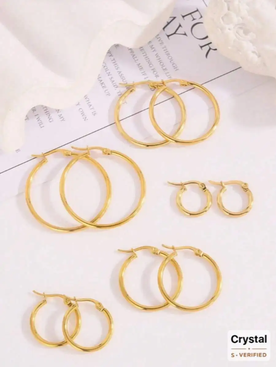 Stainless Steel Polished Hoop  - Hoop Earrings avaliação e preço