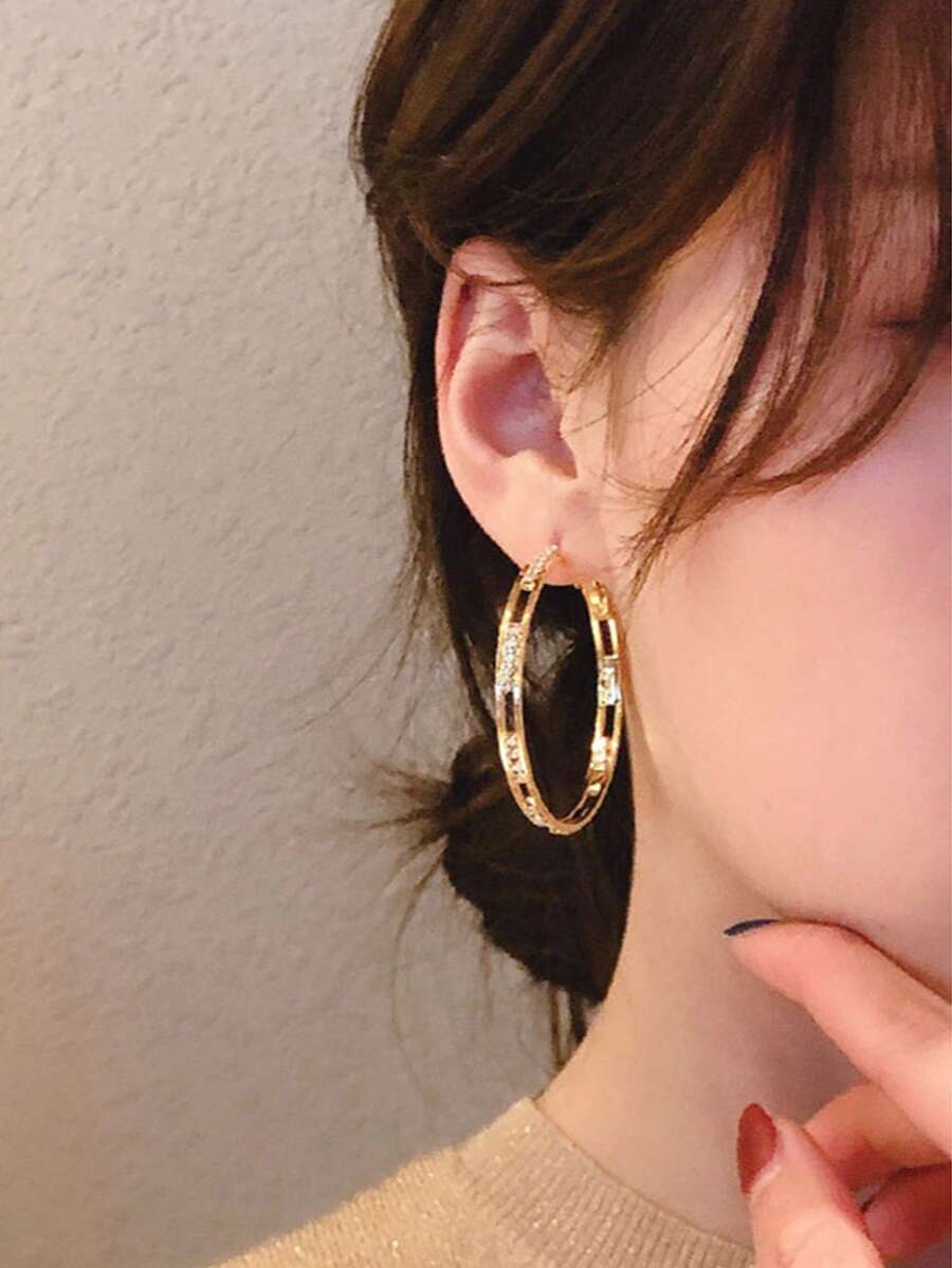 2pcs Hollow Geometric Cubic Zi - Hoop Earrings avaliação e preço