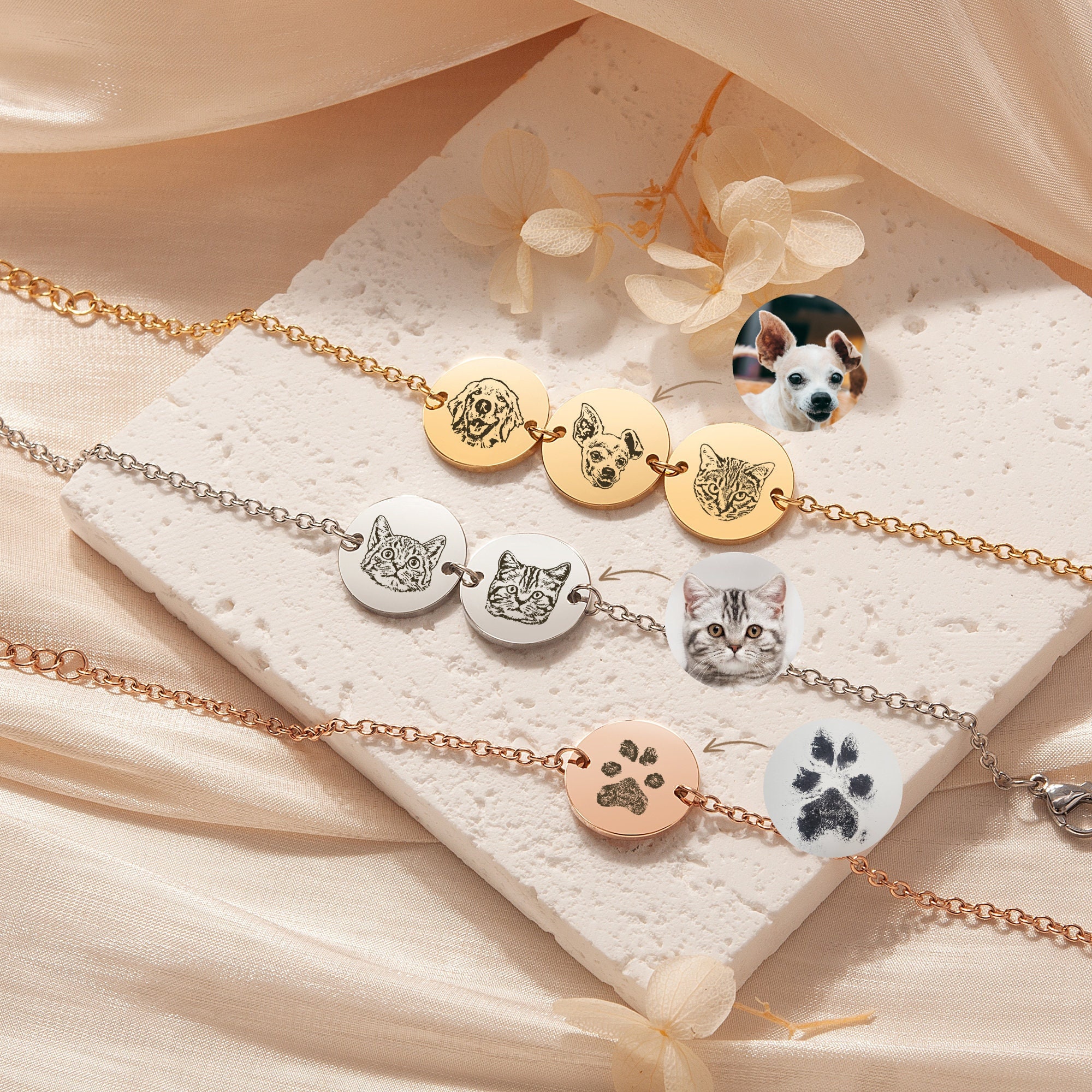 Pet Bracelet Dog Portrait Cust - Rose Gold Bracelet avaliação e preço